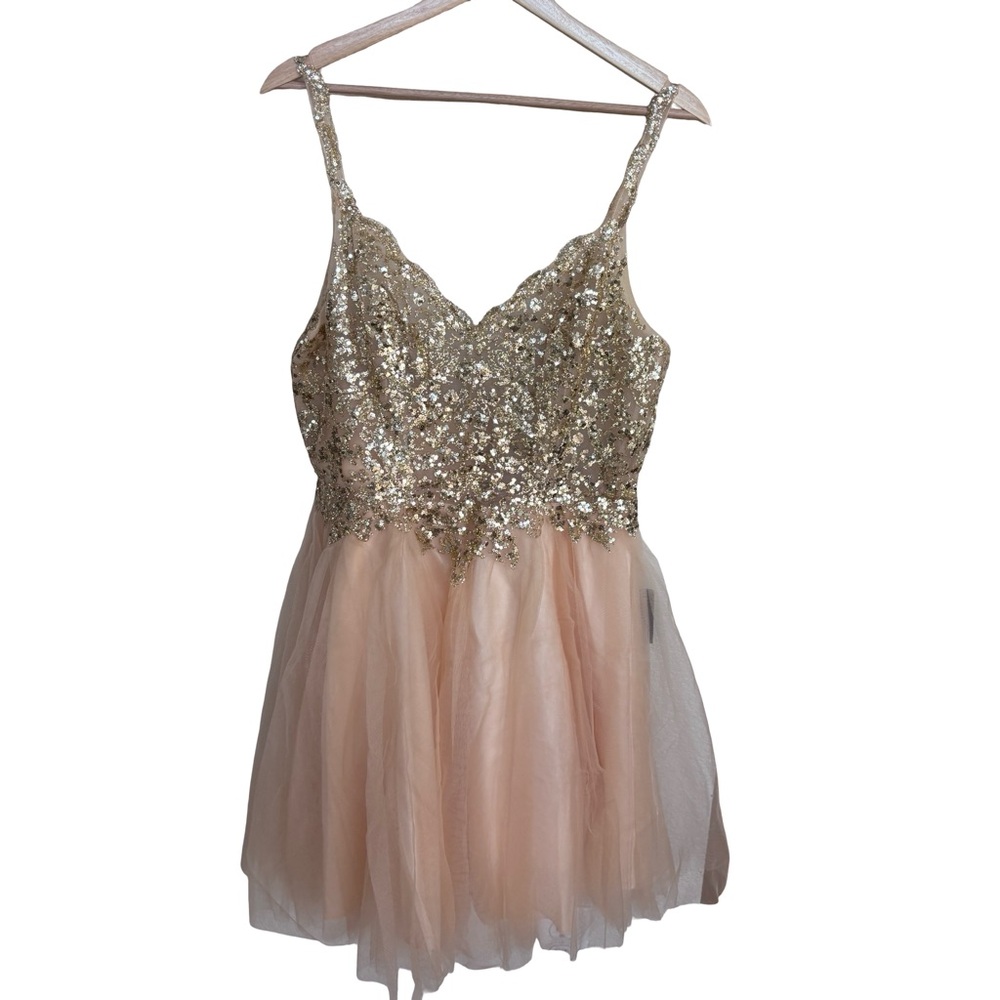 Cinderella Divine Gold Sequin and Pink Tulle Dress XL